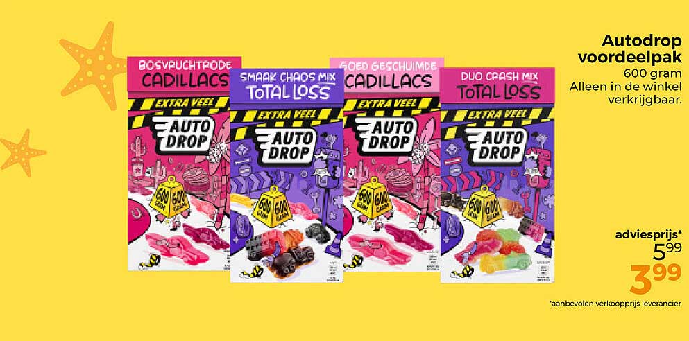 Autodrop voordeelpak 600 gram Alleen in de winkel verkrijgbaar.