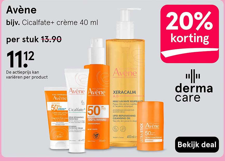 Avène bijv. Cicalfate+ crème 40 ml 20% korting