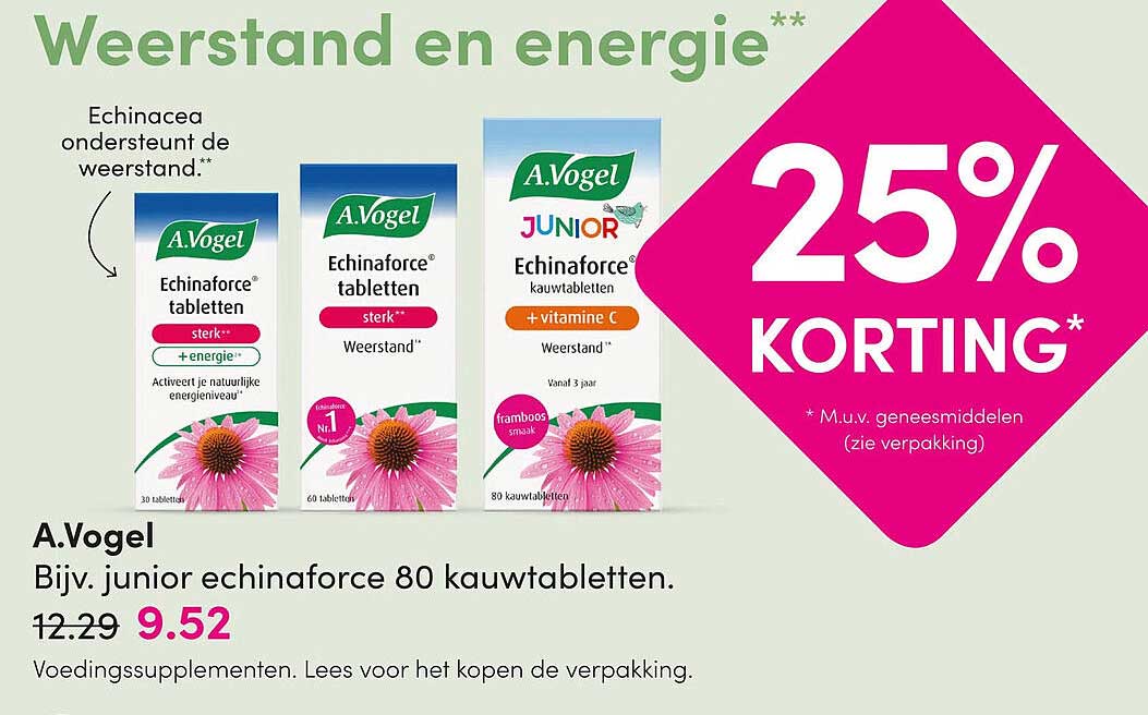 A.Vogel Bijv. junior echinaforce 80 kauwtabletten 25% KORTING