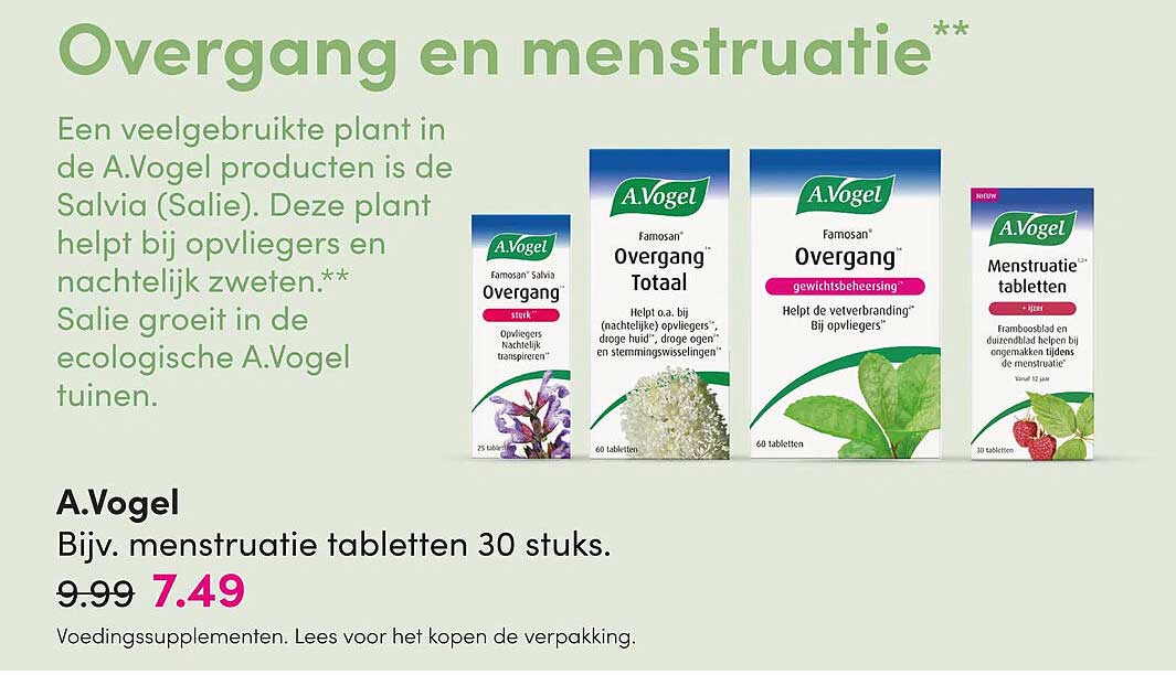 A.Vogel Bijv. menstruatie tabletten 30 stuks.
