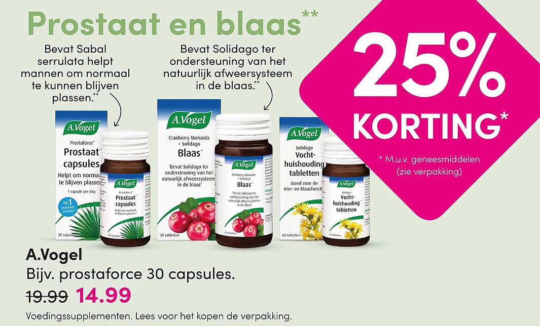 A.Vogel Bijv. prostaforce 30 capsules. 25% KORTING*