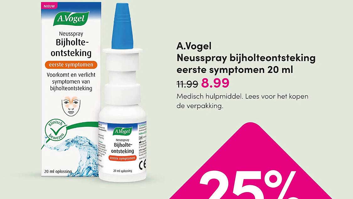 A.Vogel Neusspray bijholteontsteking eerste symptomen 20 ml 25%