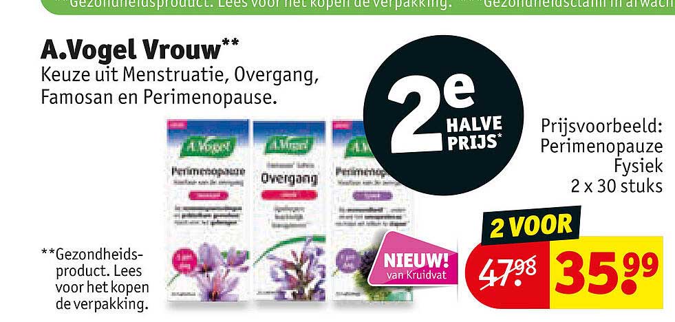 A.Vogel Vrouw** Keuze uit Menstruatie, Overgang, Famosan en Perimenopause. 2e halve prijs*