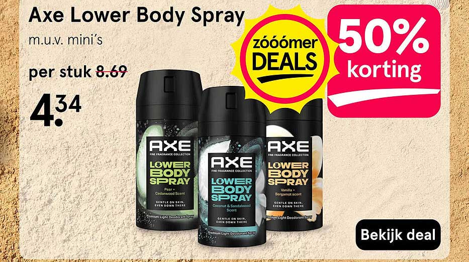 Axe Lower Body Spray m.u.v. mini’s 50% korting