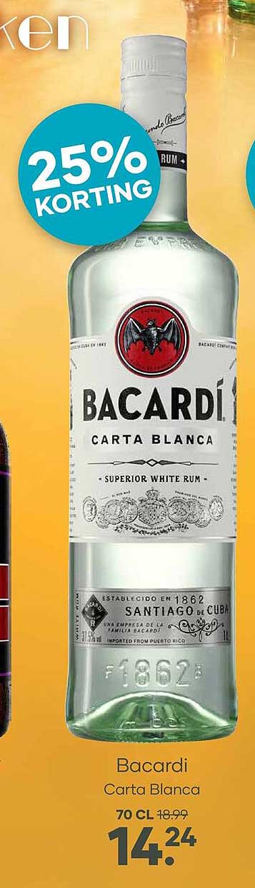 Bacardi Carta Blanca 25% Korting