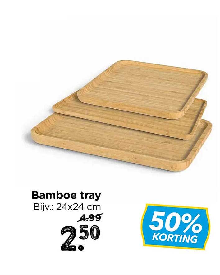 Bamboe tray Bijv.: 24x24 cm 50% KORTING
