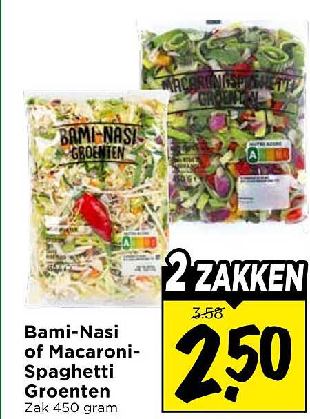 Bami-Nasi of Macaroni-Spaghetti Groenten 2 ZAKKEN