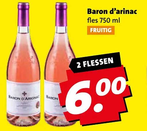 Baron d’arinac fles 750 ml FRUITIG 2 FLESSEN