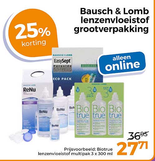 Bausch & Lomb lenzenvloeistof grootverpakking 25% korting alleen online