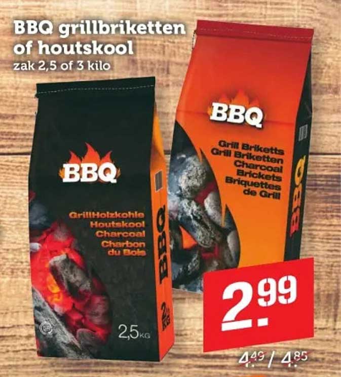 BBQ grillbriketten of houtskool zak 2,5 of 3 kilo