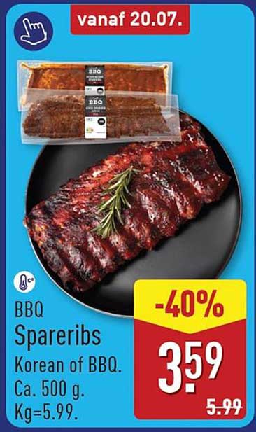 BBQ Spareribs Korean of BBQ. Ca. 500 g. Kg=5.99. -40%
