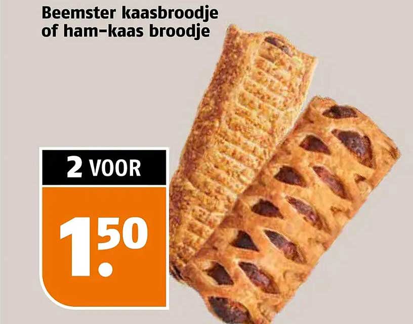 Beemster kaasbroodje of ham-kaas broodje