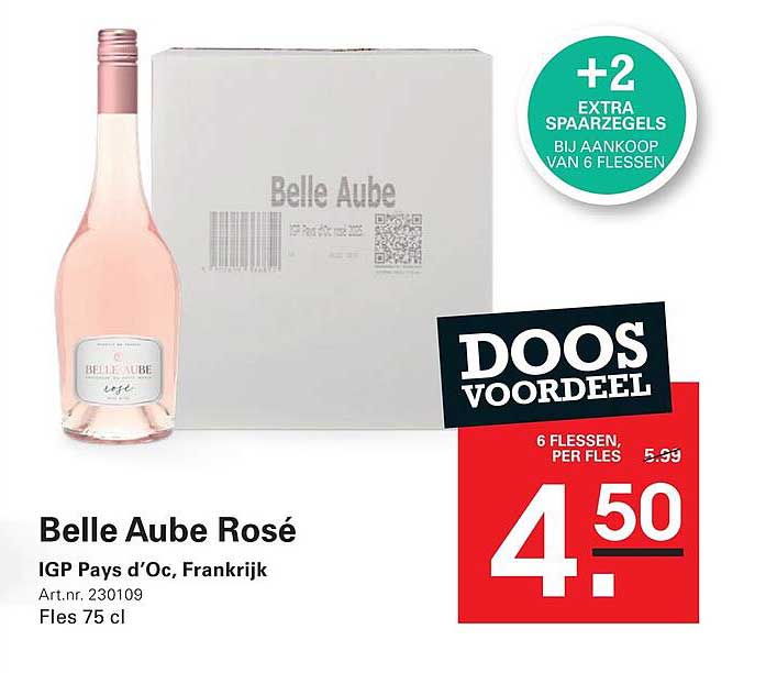 Belle Aube Rosé DOOS VOORDEEL +2 EXTRA SPAARREGELS BIJ AANKOOP VAN 6 FLESSEN