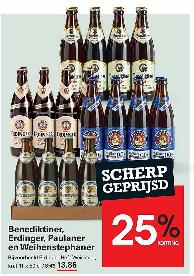 Benediktiner, Erdinger, Paulaner en Weihenstephaner