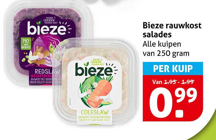 Bieze rauwkost salades Alle kuipen van 250 gram PER KUIP