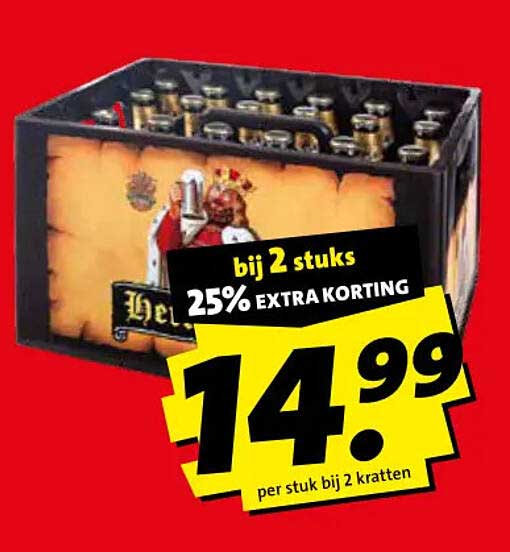 bij 2 stuks 25% EXTRA KORTING 14.99 per stuk bij 2 kratten
