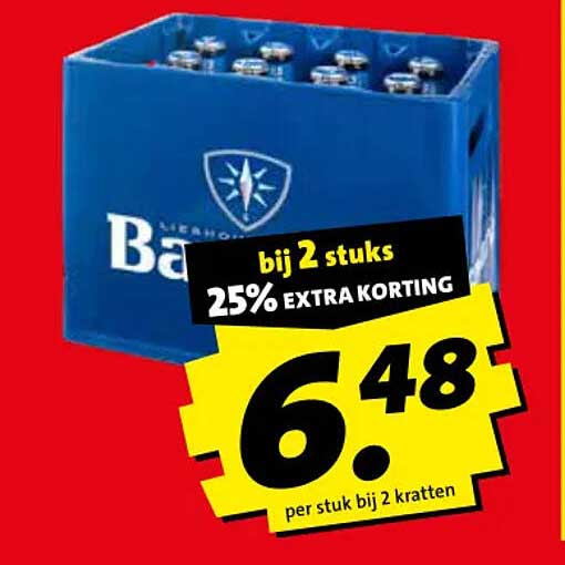 bij 2 stuks 25% EXTRA KORTING 6.48 per stuk bij 2 kratten