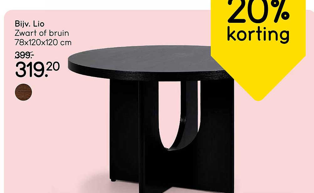 Bijv. Lio Zwart of bruin 78x120x120 cm 20% korting