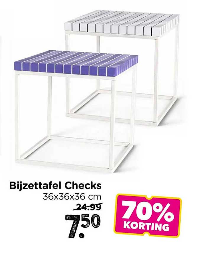 Bijzettafel Checks 36x36x36 cm 70% KORTING