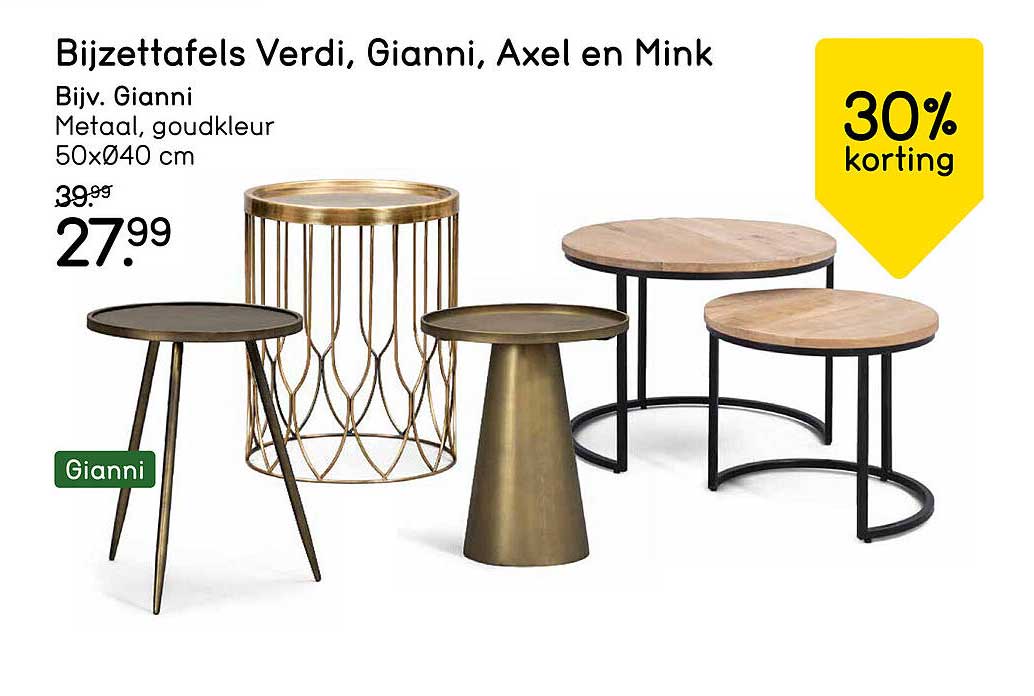 Bijzettafels Verdi, Gianni, Axel en Mink