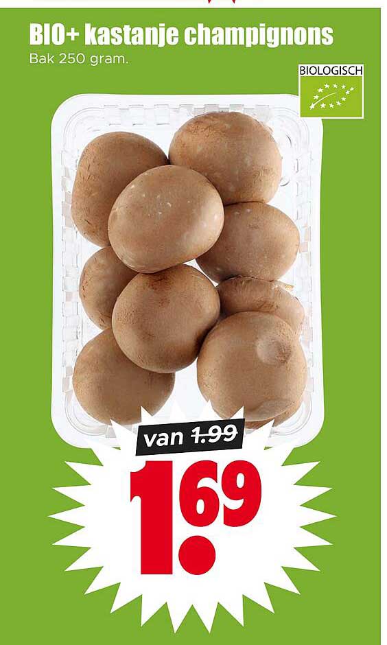 BIO+ kastanje champignons Bak 250 gram