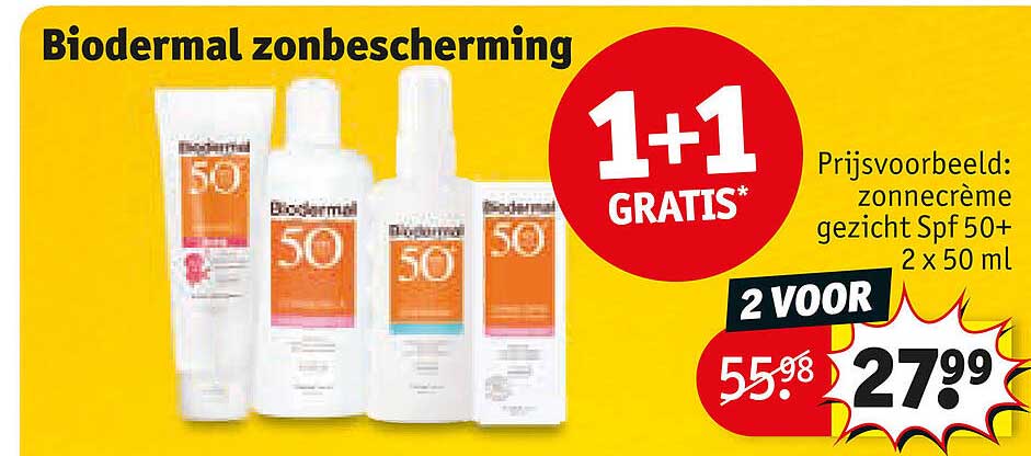 Biodermal zonbescherming 1+1 GRATIS*