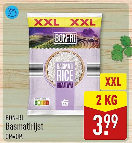 BON-RI Basmati rijst XXL 2 KG OP=OP.