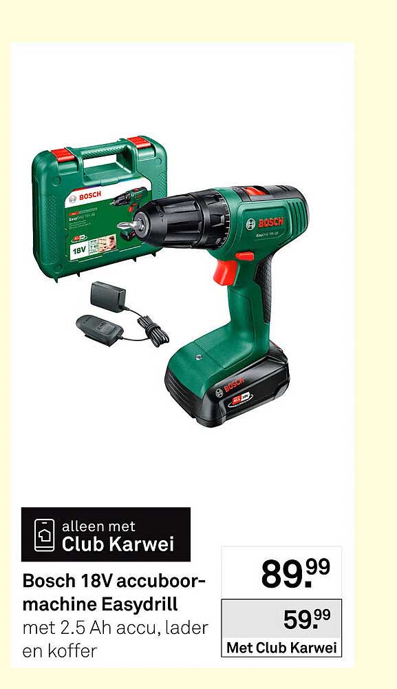 Bosch 18V accuboor-machine Easydrill met 2.5 Ah accu, lader en koffer