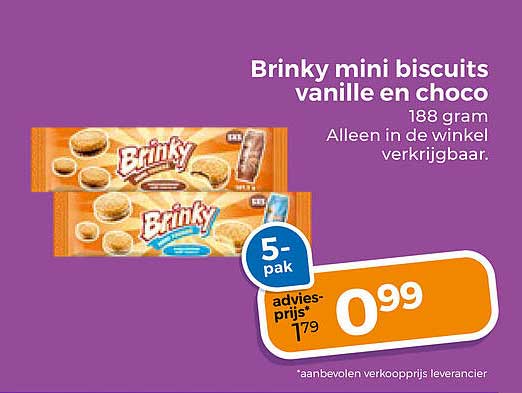Brinky mini biscuits vanille en choco