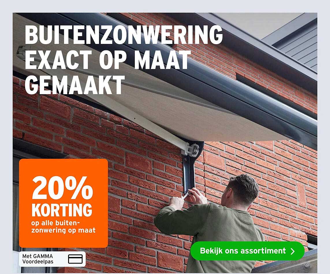 BUITENZONWERING EXACT OP MAAT GEMAAKT 20% KORTING op alle buitenzonwering op maat