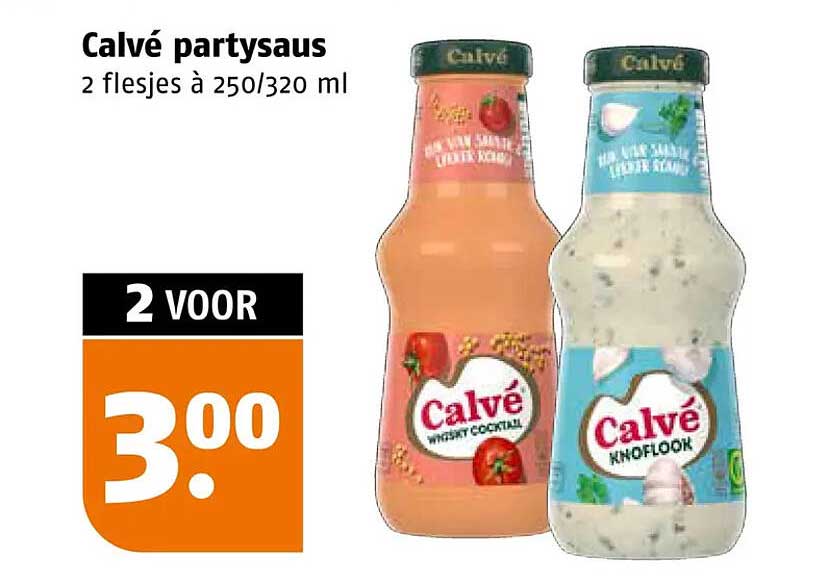 Calvé partysaus 2 flesjes à 250/320 ml