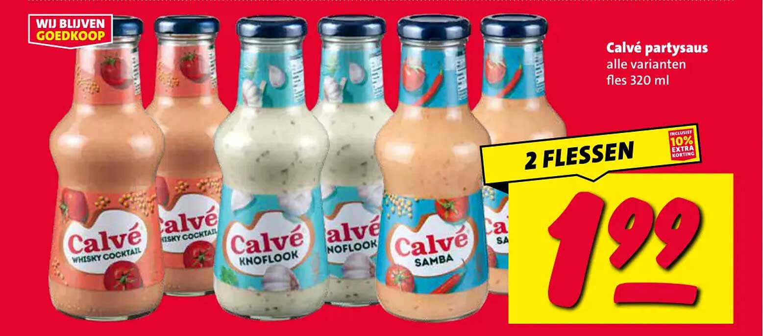 Calvé partysaus alle varianten fles 320 ml 2 FLESSEN