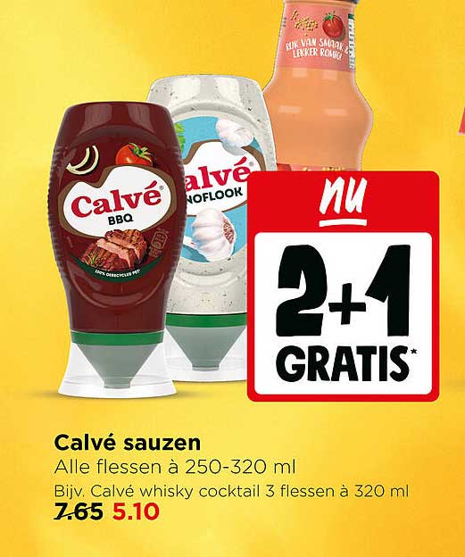 Calvé sauzen 2+1 GRATIS