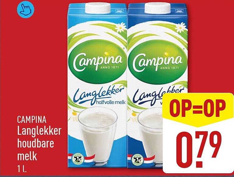 CAMPINA Langlekker houdbare melk 1 L. OP=OP