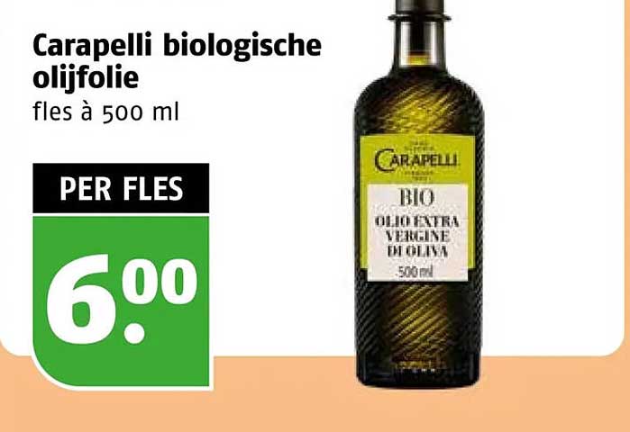 Carapelli biologische olijfolie fles à 500 ml