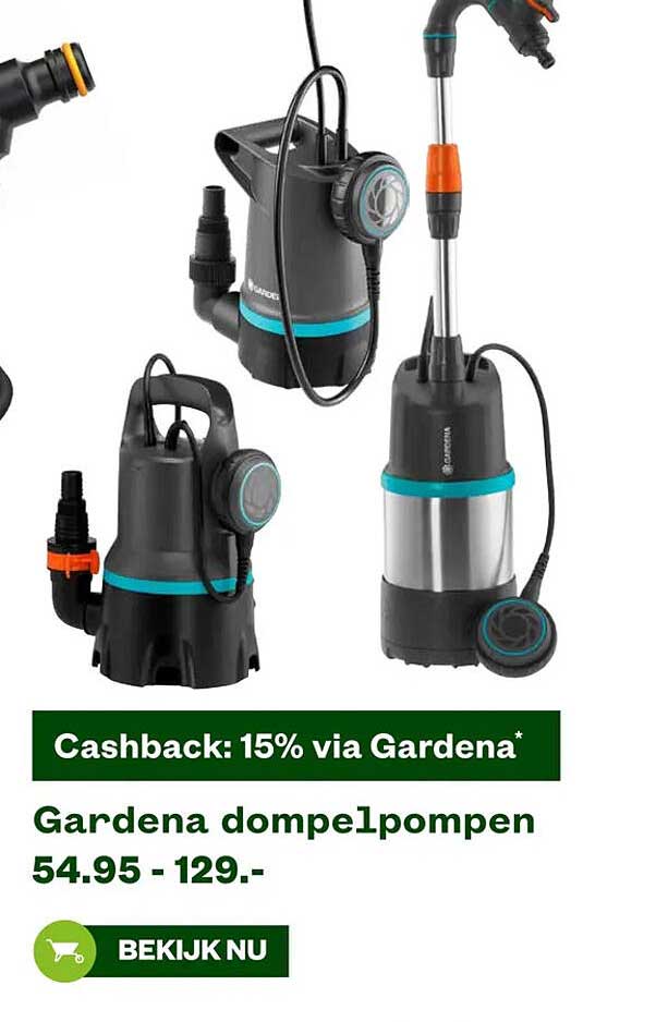 Cashback: 15% via Gardena* Gardena dompelpompen BEKIJK NU