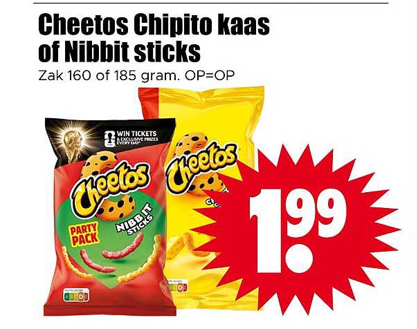 Cheetos Chipito kaas of Nibbit sticks