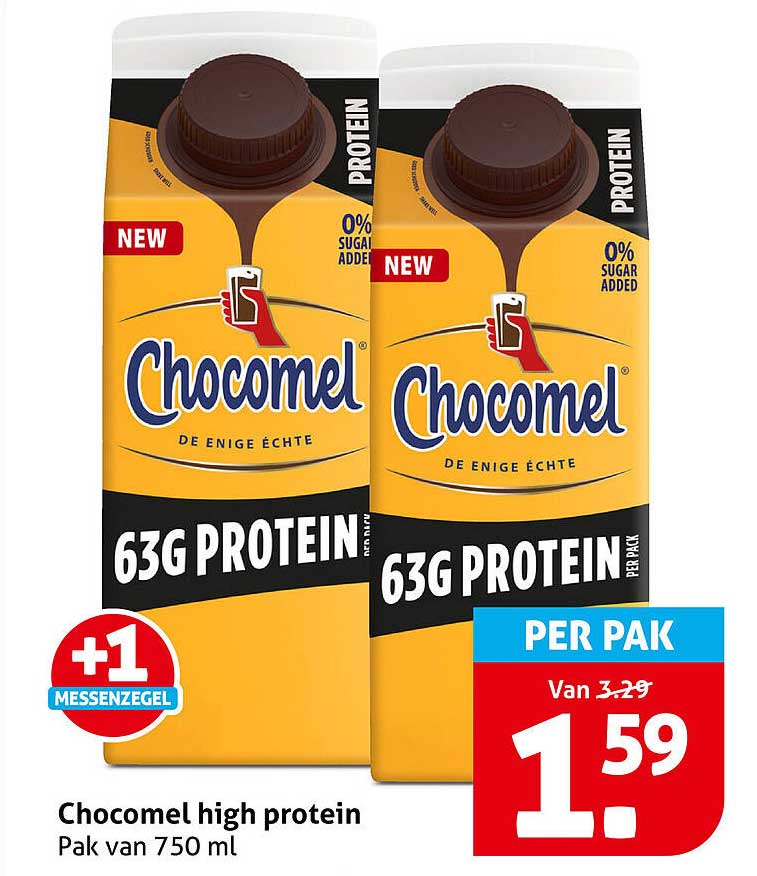 Chocomel high protein +1 messenzegel