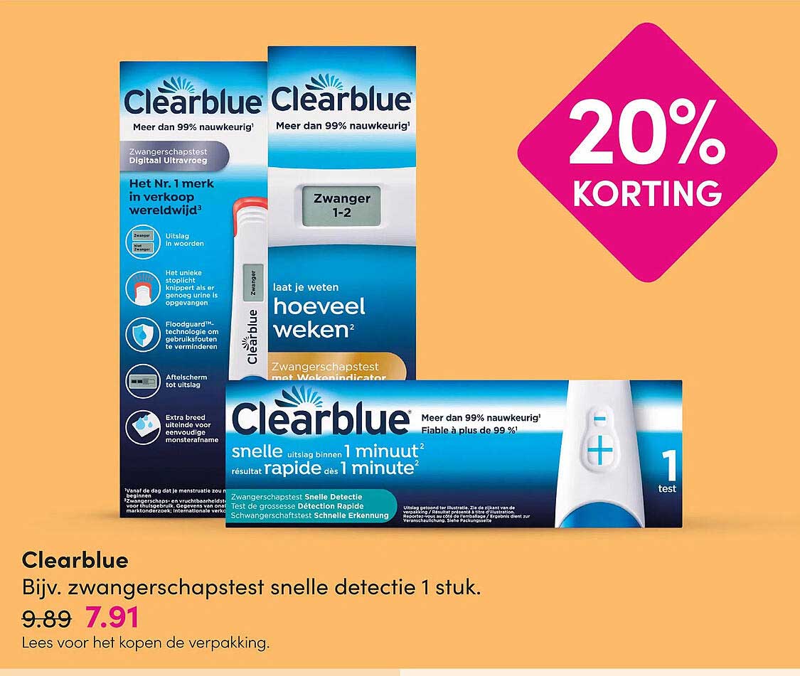 Clearblue Bijv. zwangerschapstest snelle detectie 1 stuk. 20% KORTING