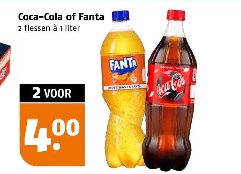 Coca-Cola of Fanta 2 flessen à 1 liter