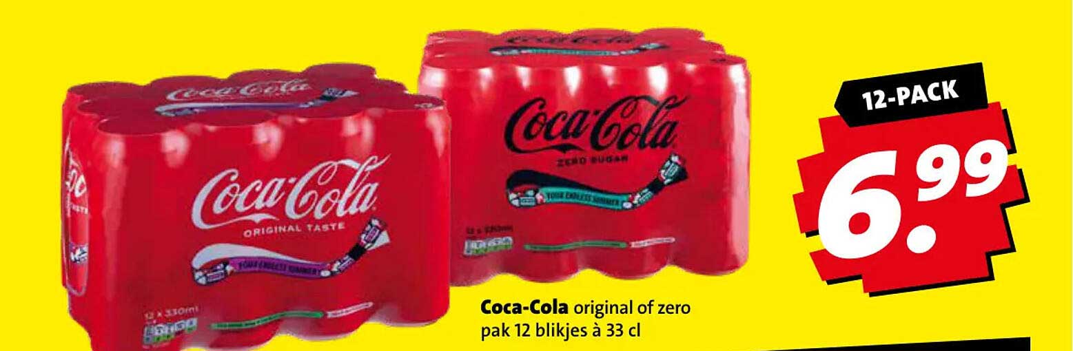 Coca-Cola original of zero pak 12 blikjes à 33 cl