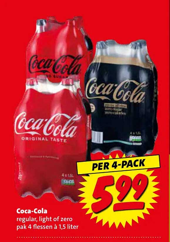 Coca-Cola regular, light of zero pak 4 flessen à 1,5 liter PER 4-PACK
