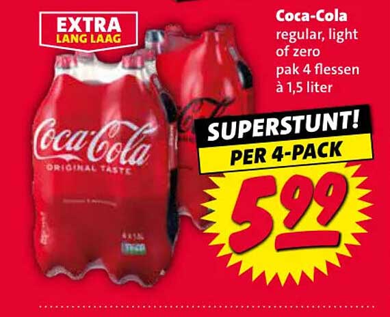 Coca-Cola regular, light of zero pak 4 flessen à 1,5 liter SUPERSTUNT! PER 4-PACK