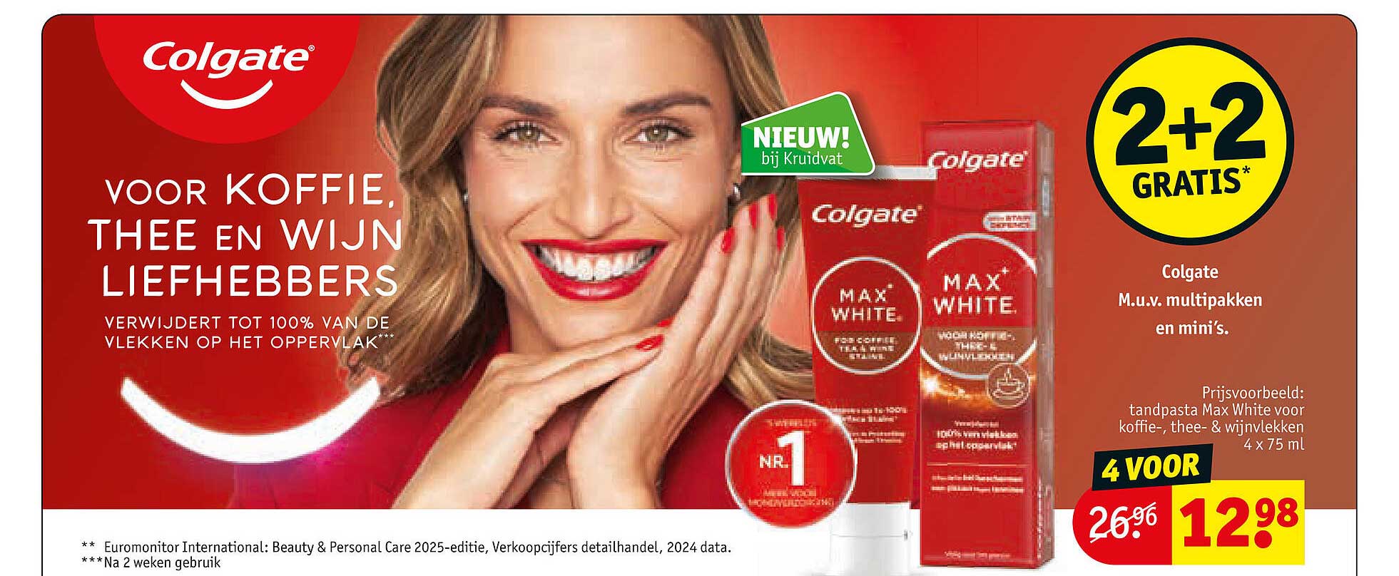 Colgate Max White tandpasta voor koffie-, thee- & wijnvlekken 4x 75 ml 2+2 gratis