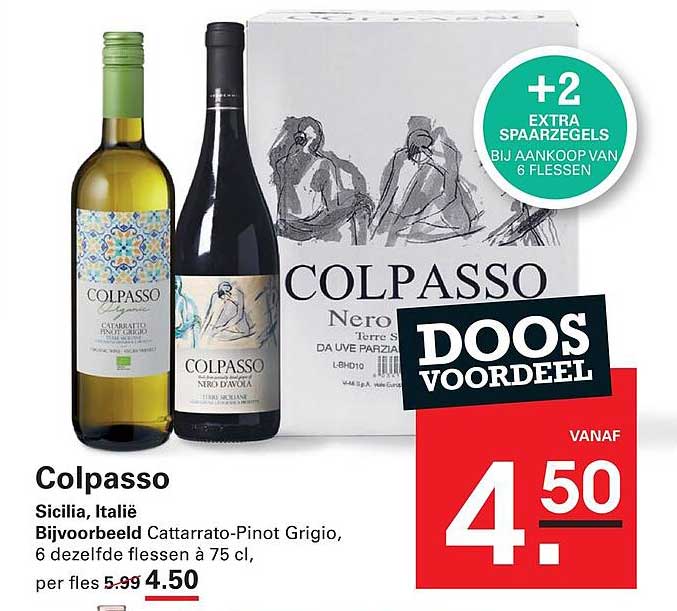 Colpasso Sicilia, Italië Bijzonderbeeld Cattarrato-Pinot Grigio, 6 dezelfde flessen à 75 cl, DOOS VOORDEEL +2 EXTRA SPAARZEGELS BIJ AANKOOP VAN 6 FLESSEN