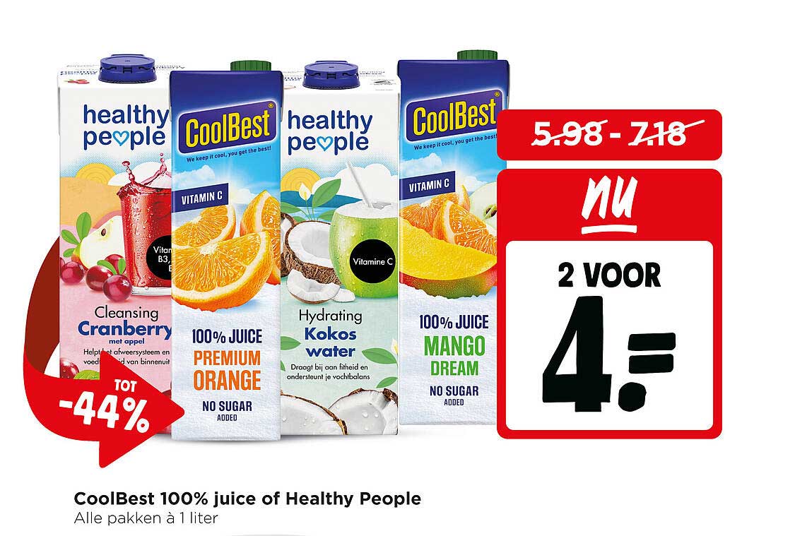 CoolBest 100% juice of Healthy People 2 voor 4