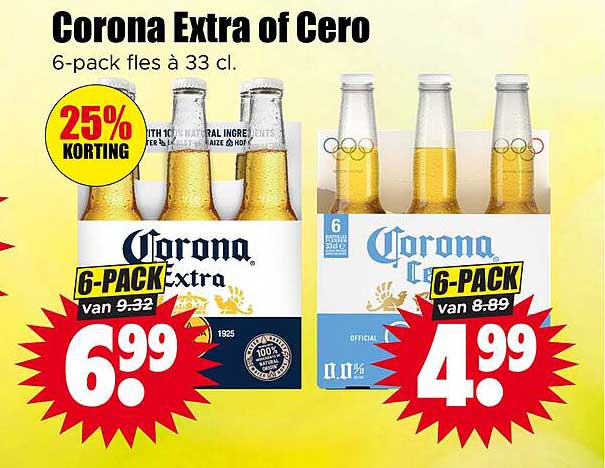 Corona Extra of Cero 6-pack fles à 33 cl 25% korting