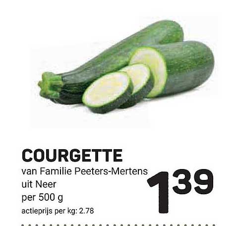 COURGETTE van Familie Peeters-Mertens uit Neer per 500 g