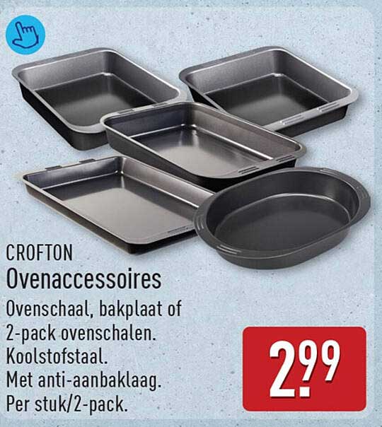 CROFTON Ovenaccessoires Ovenschaal, bakplaat of 2-pack ovenschaal, Koolstofstaal. Met anti-aanbaklaag. Per stuk/2-pack.