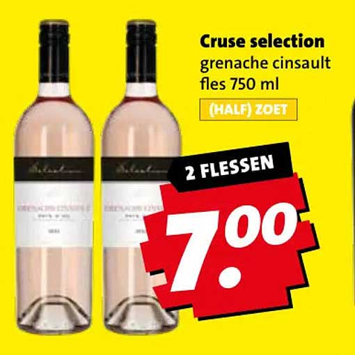 Cruse selection grenache cinsault fles 750 ml (HALF) ZOET 2 FLESSEN